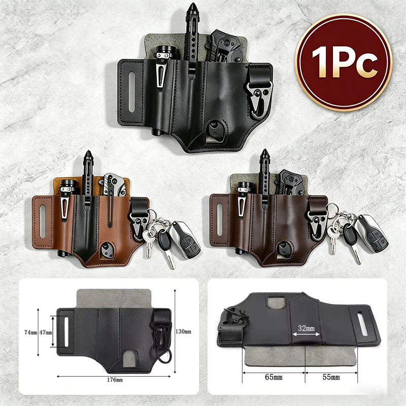 Leather Edc. Carry Pouch - Cabide de cintura de couro portátil