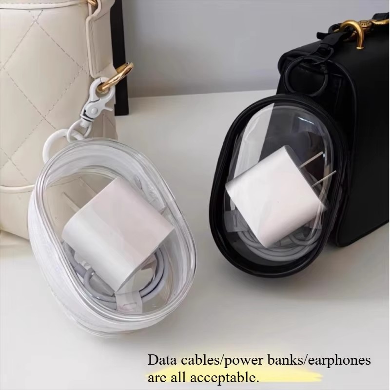 Cable Winder Keychain - Bolsa de Armazenamento Transparente Portátil com