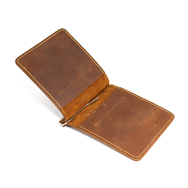 Money Clip Magnetic - Carteira de couro genuíno artesanal, carteira