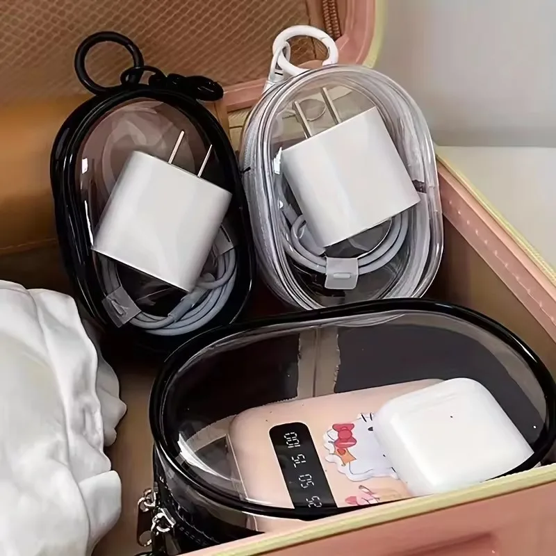 Cable Winder Keychain - Bolsa de Armazenamento Transparente Portátil com